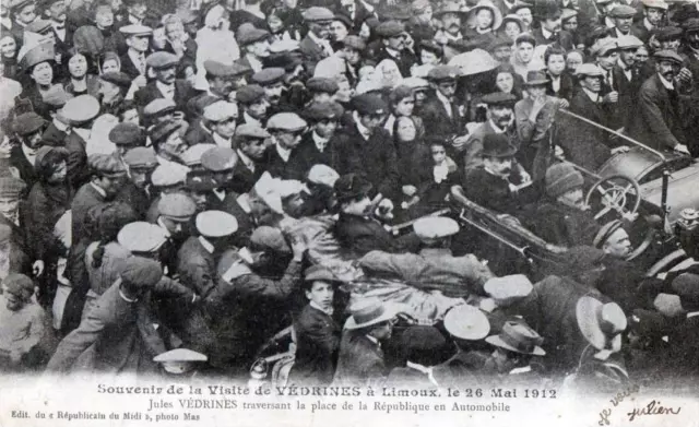 Cpa 11 Souvenir De La Visite De Vedrines A Limoux Le 26 Mai 1912 Jules Vedrines