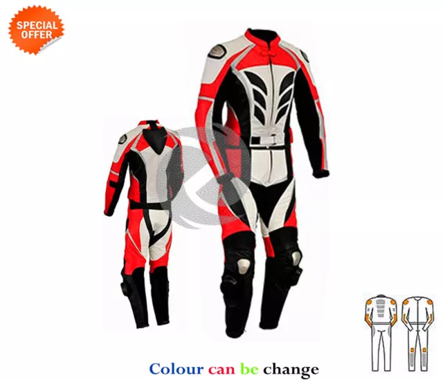 Neu Schönes Design Zwei Stück Motorrad Lederkombi Suit Rot Jacke Hose