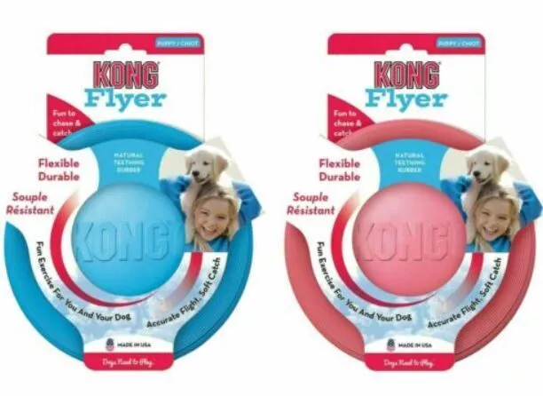 KONG Flyer Frisbee Dog Toy Classic, Puppy or Extreme Rubber S M L or XL 2