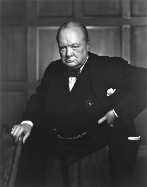 Sir Winston Churchill Vintage 8x10 Photo Black & White RePrint