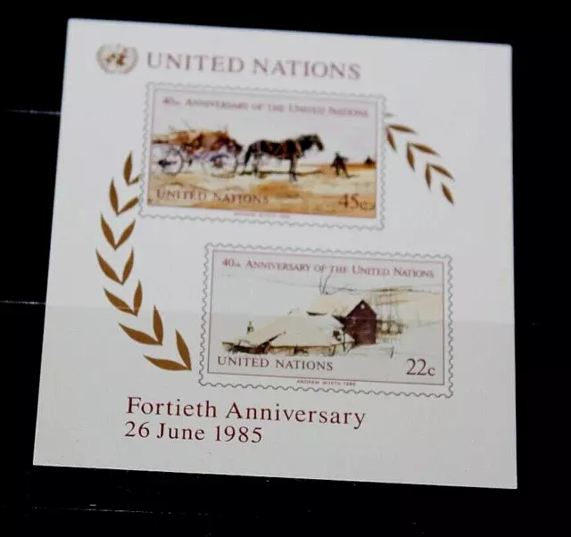 United Nations 1985 Un  40Th Anniversarie Miniature Sheet Fine M/N/H