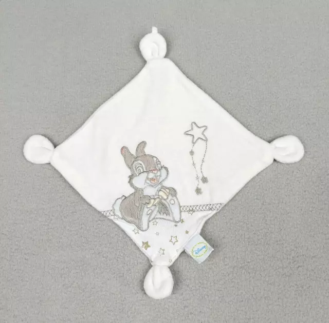 Doudou carré plat blanc lapin panpan étoiles gris argenté Disney