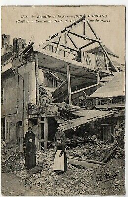 Dormans-marne-CPA 51-coffee crown rue de paris, bombed