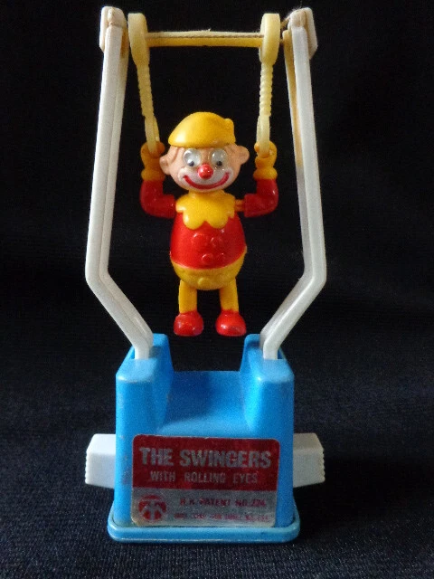 Ancien Jouet Mécanique Clown Acrobate Trapéziste - Fer Et Tissu, Vintage