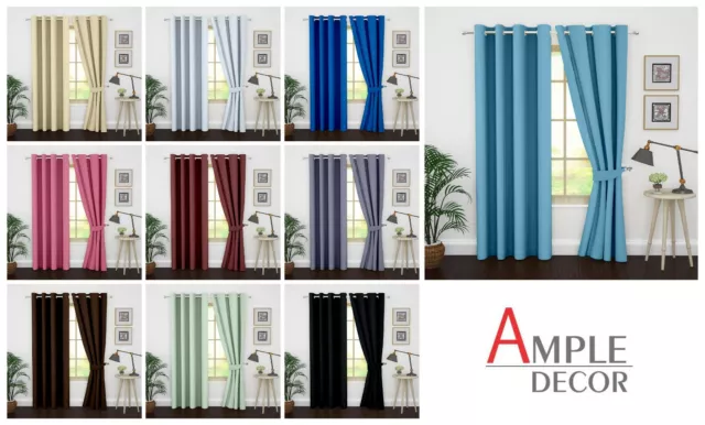 Ample Decor 2 Panel Blackout Curtain (46" X 63"/84"/95") Polyester Sun Blocking