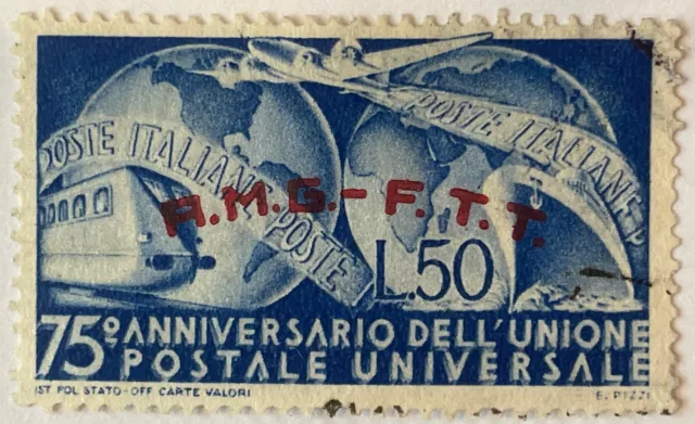 1949 Italy Trieste Zone A 50L Stamp | Sc #40 Mi #64 | Used | 2018 CV $5.50