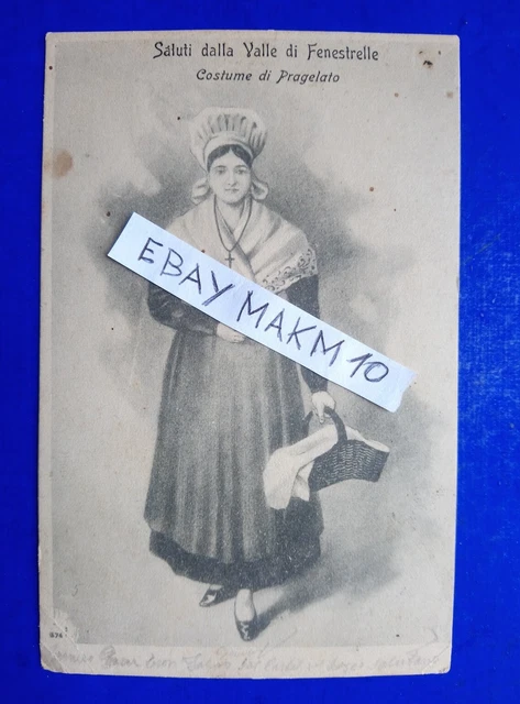🔵 Cartolina Saluti Dalla Valle Di Fenestrelle Costume Di Pragelato 1904 Bella🤣