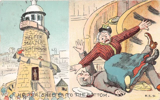 Postcard Comic  Helter Skelter Old Dear To The Bottom