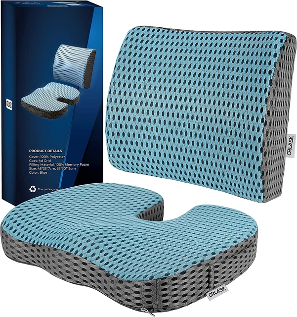 Lot De 2 Coussins Orthopédiques Pour Chaise De Bureau Et Coussin Lombaire En Mou