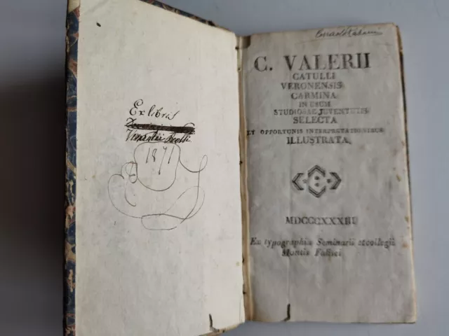 1833 - C. Valerii Catulli Veronensis Carmina In Usum Studiosae Juventutis