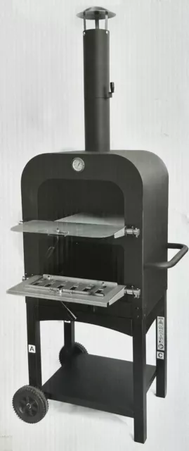 Pizzaofen NAPOLI Pizzastein aus Keramik Grill Pizza Ofen bis 270 °C Thermometer