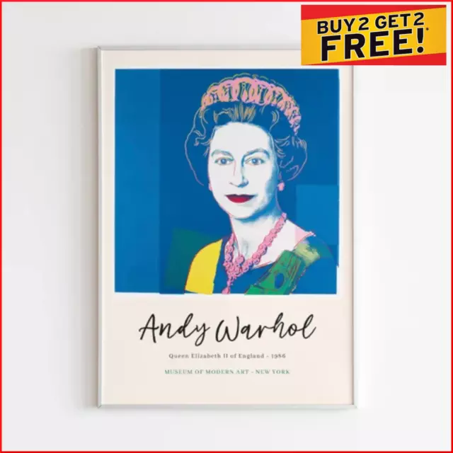 Queen Elizabeth Andy Warhol Poster Print Wall Art Picture Pop Art Canvas