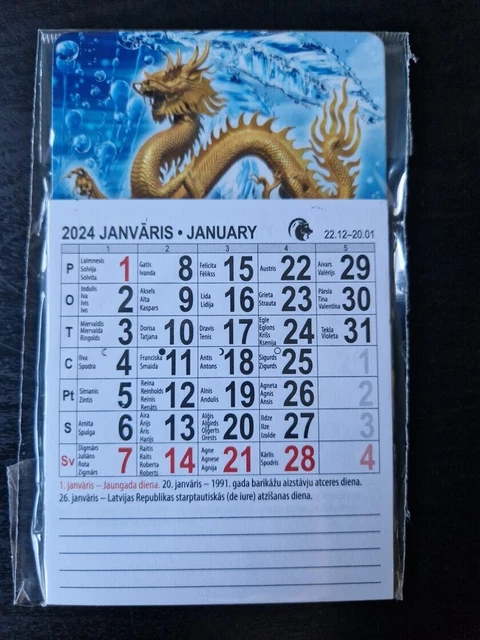 LATVIAN CALENDAR-MAGNET 2024. Latvijas Kalendars-Magnets 2024. UK ...