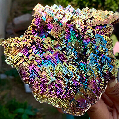 1.98LB ram Bismuth rainbow crystal elementBi gemstone Mineral specimen healing