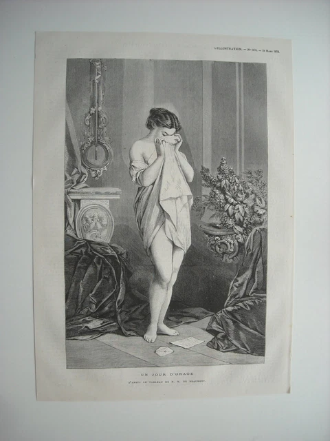 Gravure 1873. Un Jour D’orage. D’apres Le Tableau De M. H. De Beaumont.