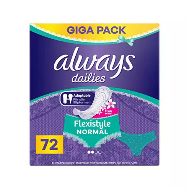 Always Dailies Slipeinlagen Flexistyle Normal 72 Giga Pack Luftdurchlässig