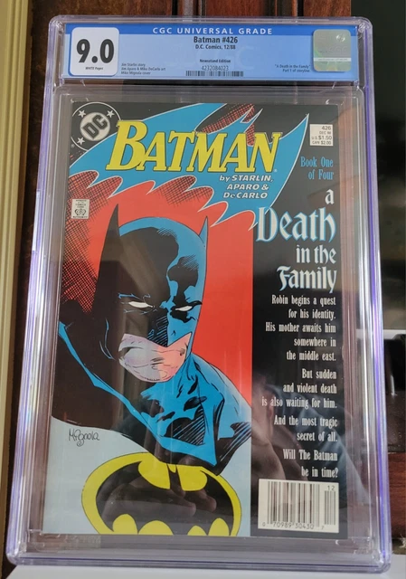 Batman #426 CGC 9.0 DC Comics 1988 Newsstand RARE White Pages Death Family