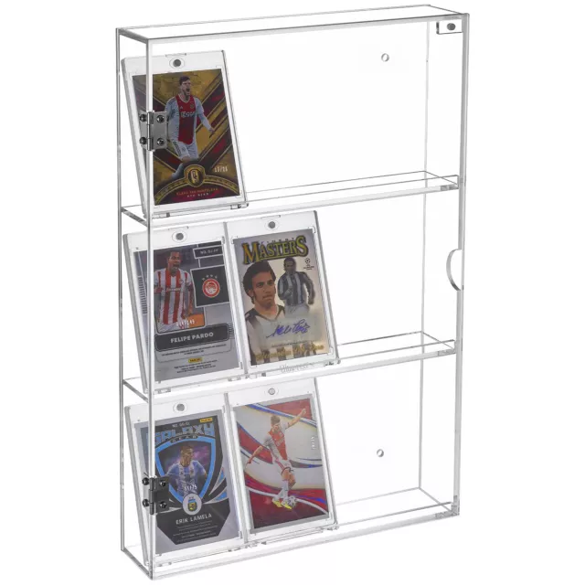 3 Tier Clear Acrylic Trading Card Display Case, Wall Mounted Cabinet Shelf