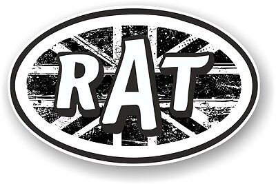 Oval Retro RAT Ratlook B&W Union Jack Flag STP Style Vinyl car sticker Decal