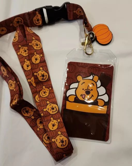 Loungefly Disney Winnie the Pooh Pumpkin Spice Lanyard ID Holder NEW