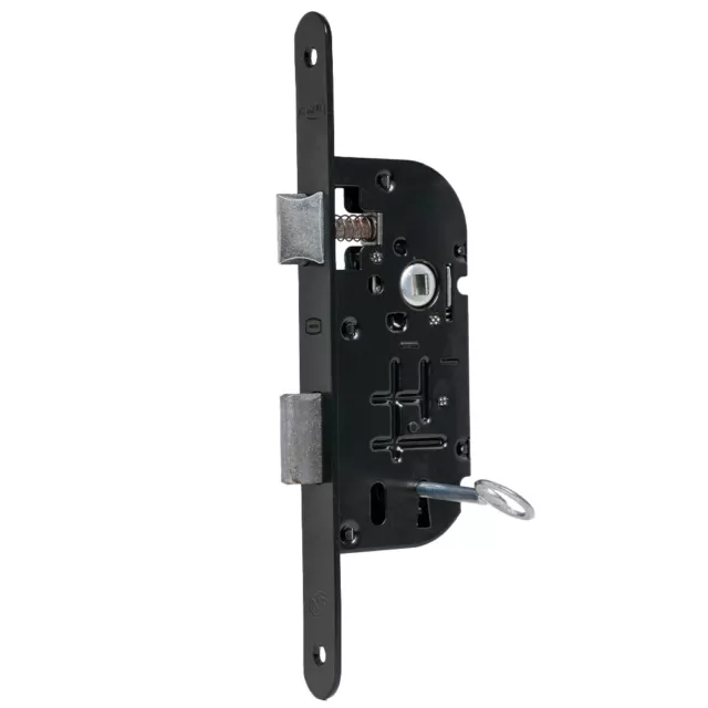 Serrure de Porte Noire à Encastrer Fermeture à cle Axe 40 mm à Larder Reversibl