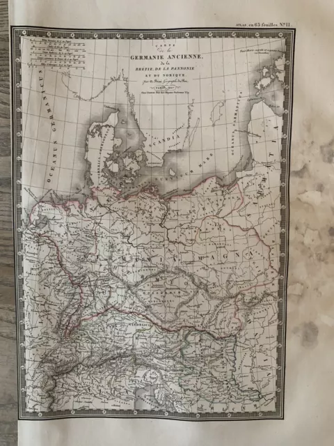 1827 Ancient Germania Hand Coloured Original Antique Map by Adrien Brue