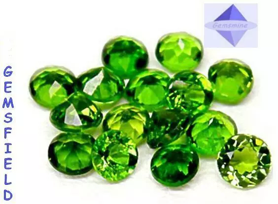 RARE grade IF !!! CHROME DIOPSIDE 100% NATUREL !!! LOT 5 brillants 2,5mm !!