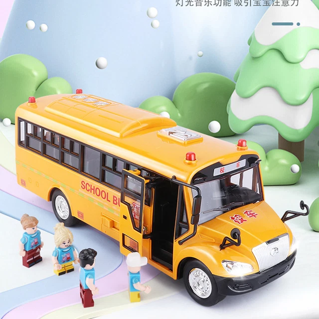 School Bus Toy Simulate Exquisite Body Yellow Bus With Pull Back Mechanism-v