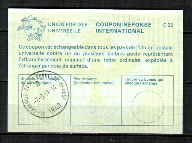 SWITZERLAND ( IRC ) International Reply Coupon F/VF Unused ( 1991 )