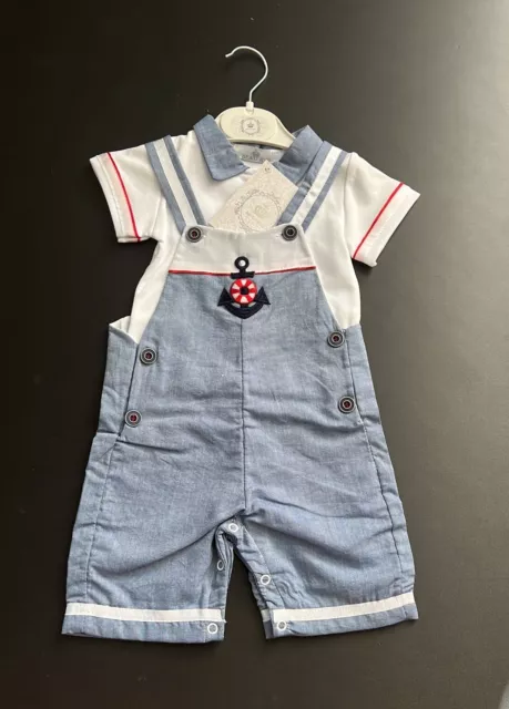 BEAU KID Baby Jungen 2-teilig Lätzchen Seemann Shorts & Top Set 3-6 Monate UVP £40