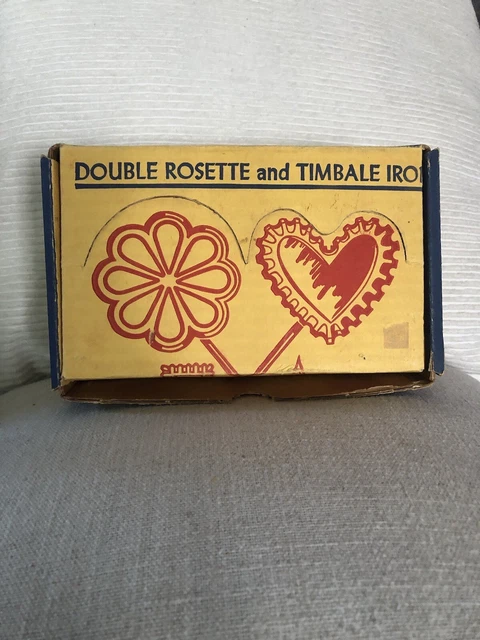 Vintage Nordic Ware Double Rosette and Timbale Iron 4 Molds in Original Box r3s2