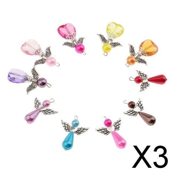 3X 10 Stück gemischt Silber Engel Flügel Perlen Charms Anhänger DIY