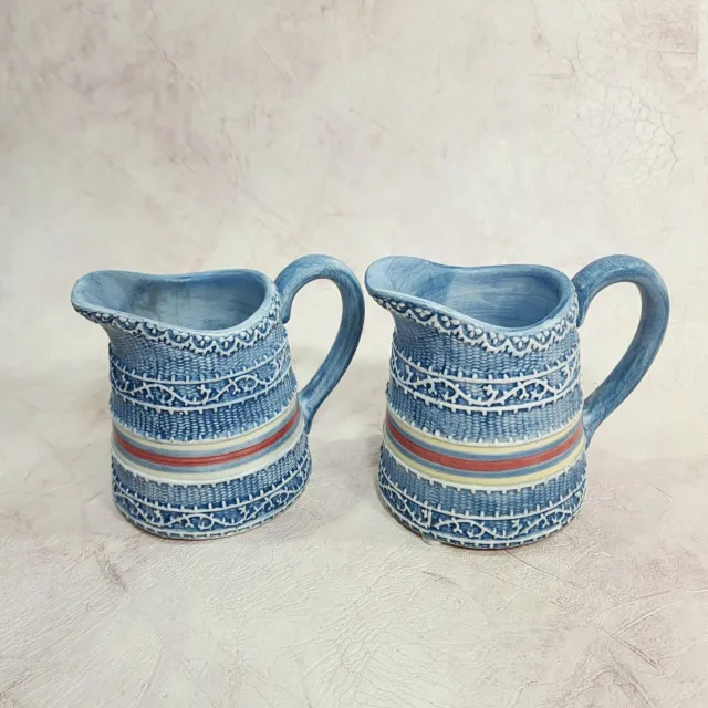2 Yankee Candle 3.5" Blue Lace Pitcher Wax Melt Candle Holders