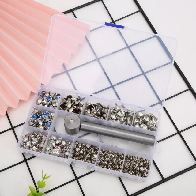 200pcs 4 Color Rhinestone Punk Rivets Decor Studs For Leather Belt Shoes Fst