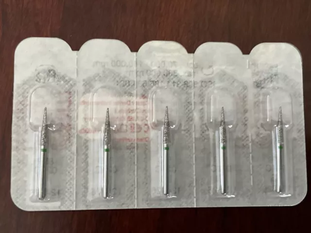 NTI KERR AXIS Dental Diamond Burs 859-021C FG 5/pk Pointed Taper Coarse Green
