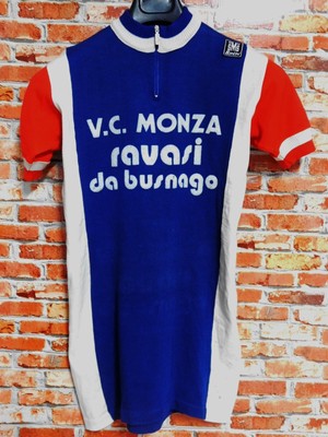 Maglia da ciclismo vintage lana taglia XS 70s/80s GIALLO BLU SANTINI Colnago L'EROICA 