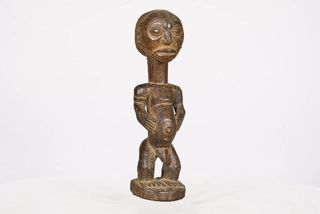 Handsome Male Luba Statue 12.5" - DR Congo - African Art