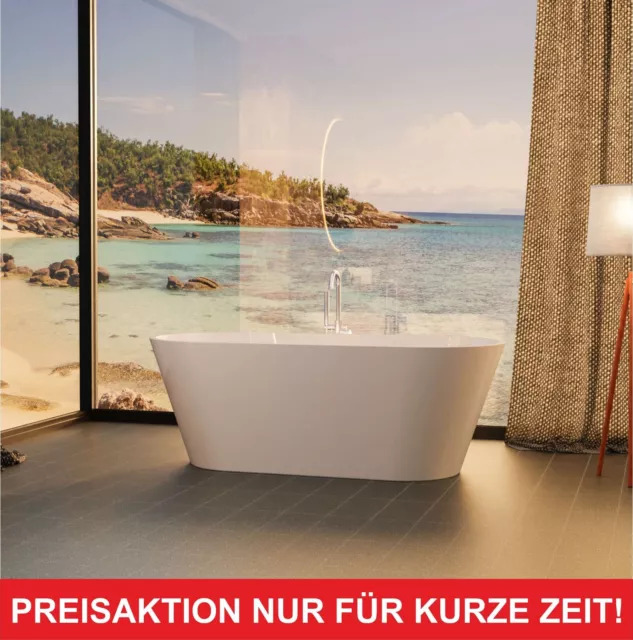 ❤ freistehende Badewanne Gussmarmor Standbadewanne Acrylwanne Wanne Bad Ablauf