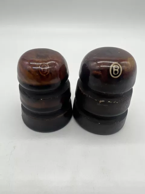 Vintage Ceramic Insulators Brown Glaze Porcelain Screw In Socket Lot of 2