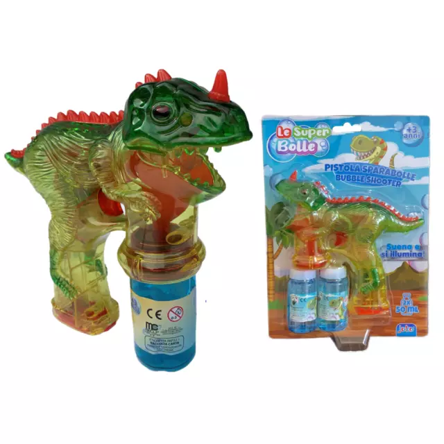 Pistola Sparabolle Di Sapone Dinosauro Con Luci E Suoni Gioco Per Bambini