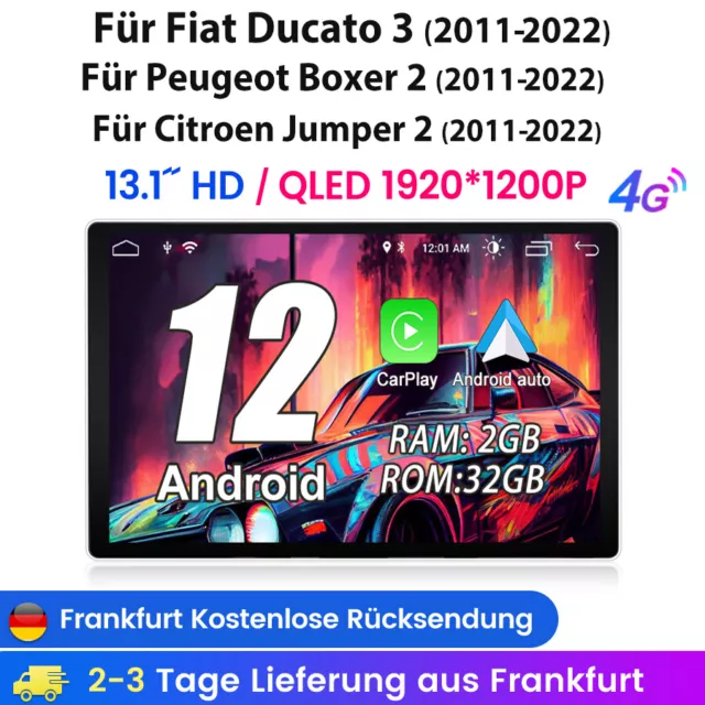 13.1" Carplay Android 12 Autoradio Für Fiat Ducato GPS Navi WIFI 4G BT DAB+ SWC