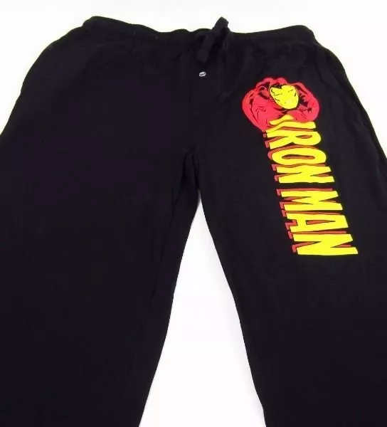 Mens Womens NEW Marvel Comics Iron Man Black Pajama Lounge Pants Size M L XL 2XL