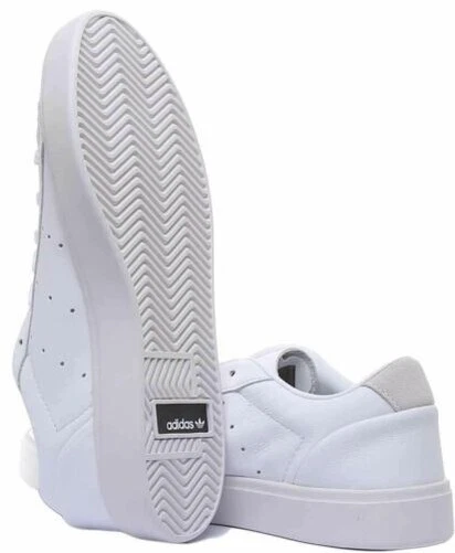ADIDAS Sleek Cupsole Lacet Décontracté Baskets en Blanc Noir Taille UK 3 - 8 4