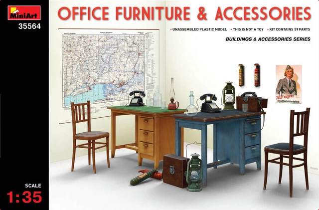 MODELLINO KIT DI montaggio diorami Miniart OFFICE FORNITURE ...