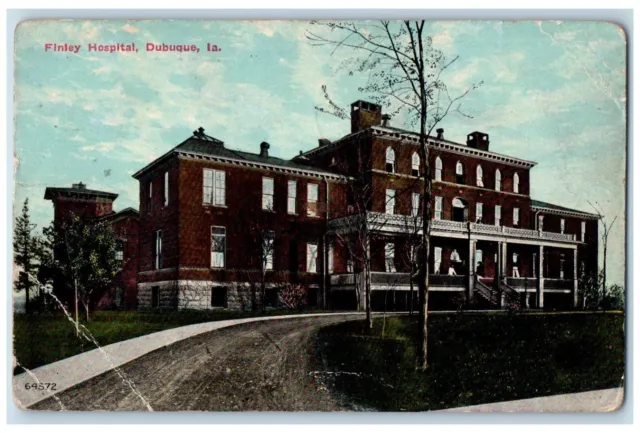 1911 Exterior View Finley Hospital Building Road Dubuque Iowa Vintage Postcard