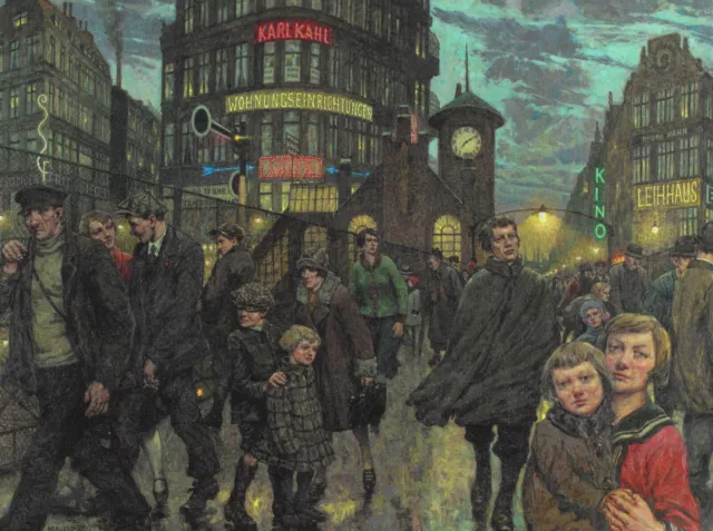 Großstadtlichter, 1931 - Hans Baluschek, Kunstdruck auf Leinwand 40x60cm