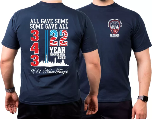 T-Shirt navy, 9/11 WTC 22 YEARS - NEVER FORGET  (2023er edition)