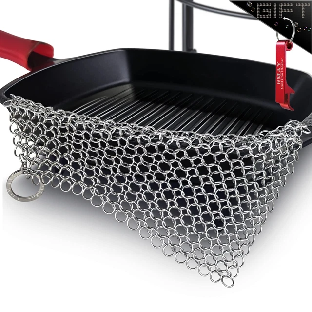 Cast Iron Cleaner Skillet Cleaner XL 8&quote;x6&quote; Stainless Steel ...