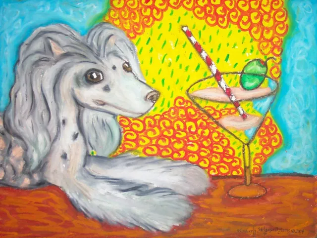 4 x 6 Art Print Chinese Crested Martini Fashion Dog Collectible by Artist KSams