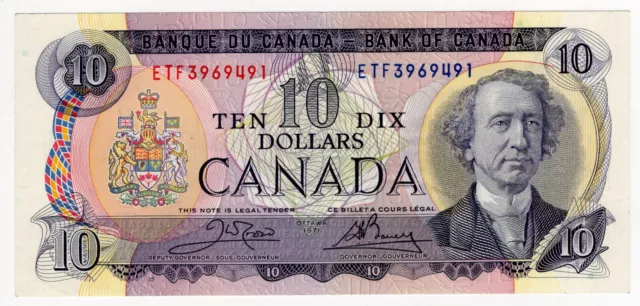 1971 Bank Of Canada Ten 10 Dollar Bank Note Etf 3969491 Nice Bill